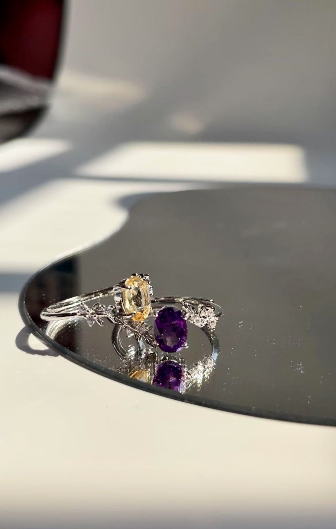 Citrine Olive Leaf Crystal Ring - LunaVista