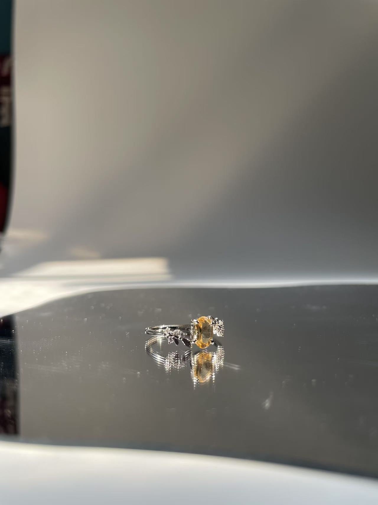 Citrine Olive Leaf Crystal Ring - LunaVista