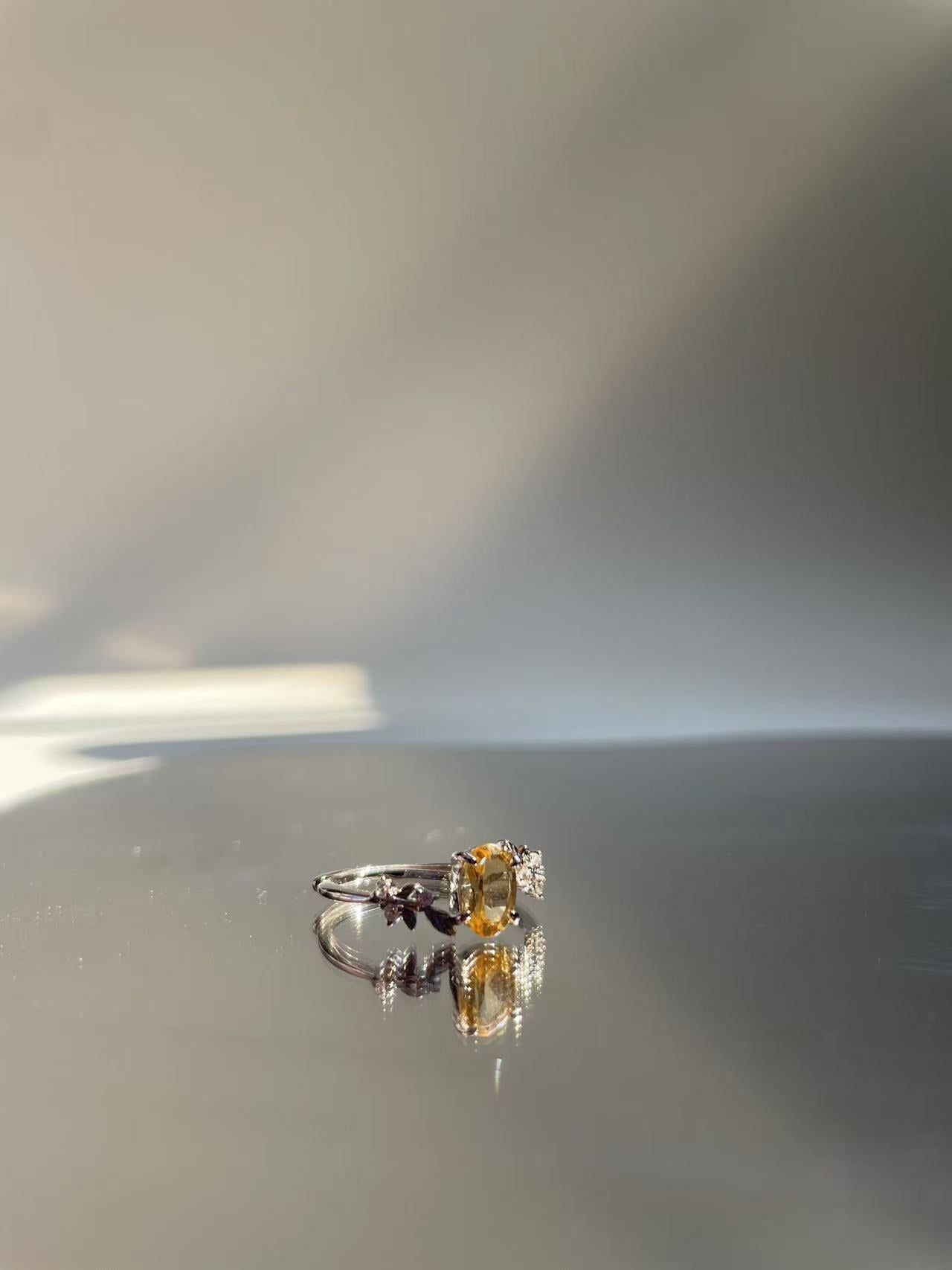 Citrine Olive Leaf Crystal Ring - LunaVista