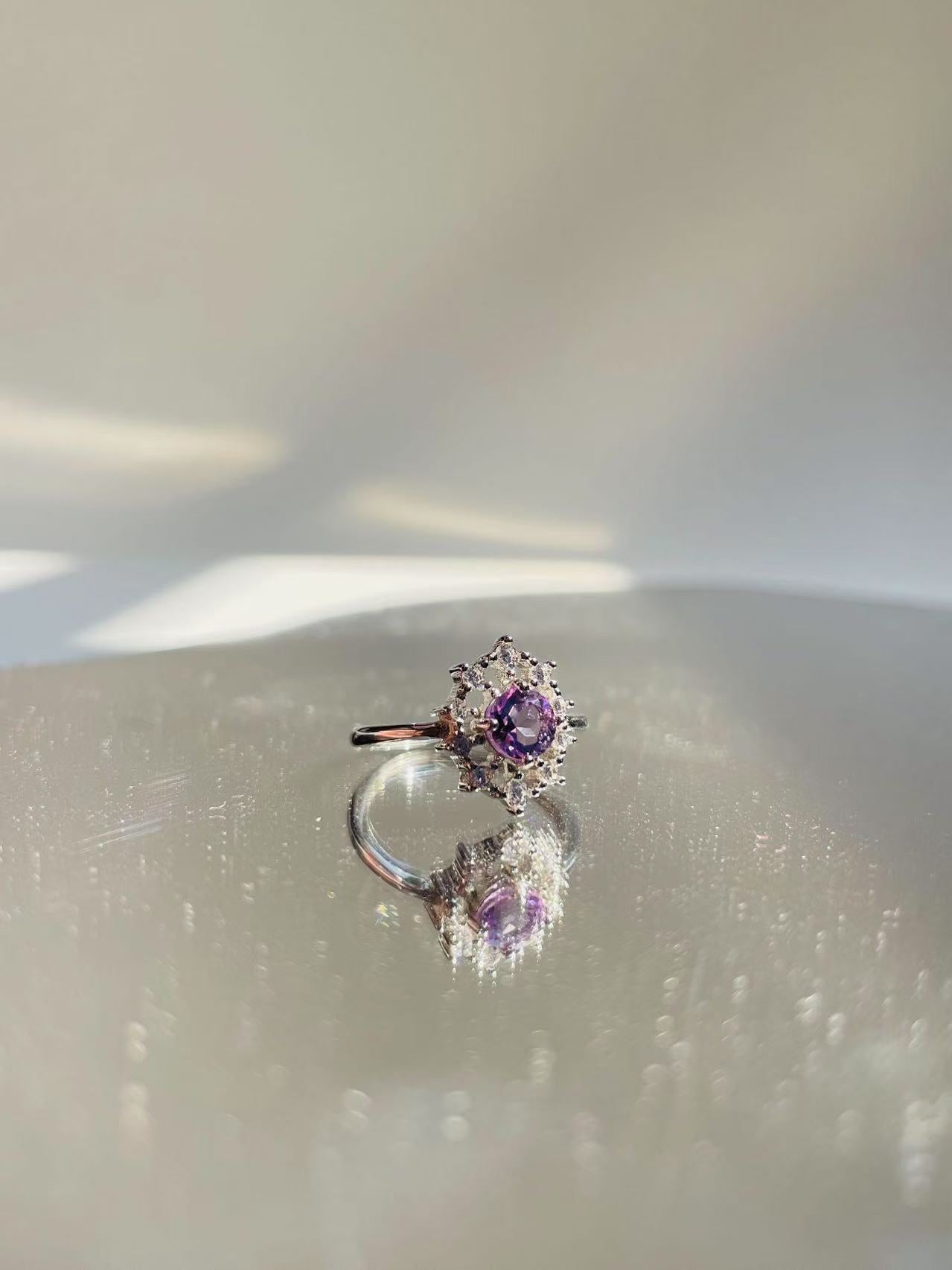 Silver Setting Amethyst Crystal Ring - LunaVista