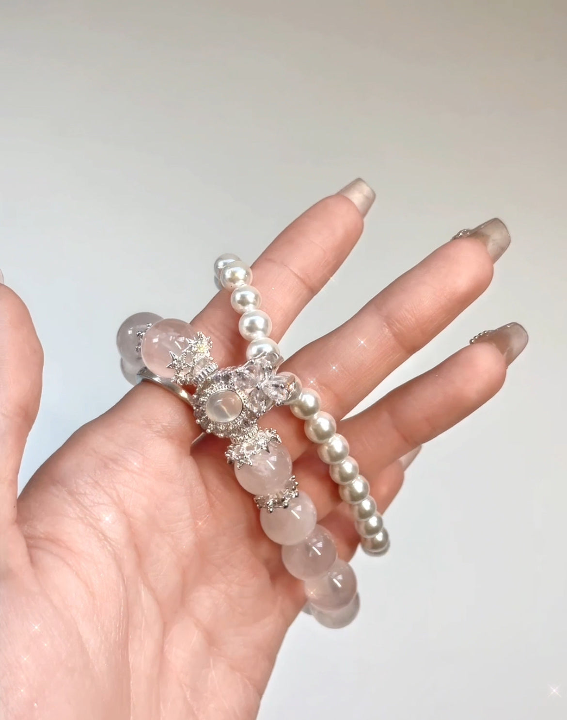 Pink Double Rose Crystal Bracelet - LunaVista