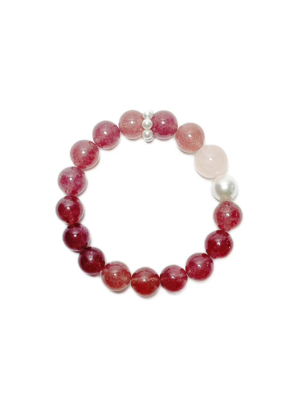 Pink Strawberry Quartz Crystal Bracelet Attract Love - LunaVista