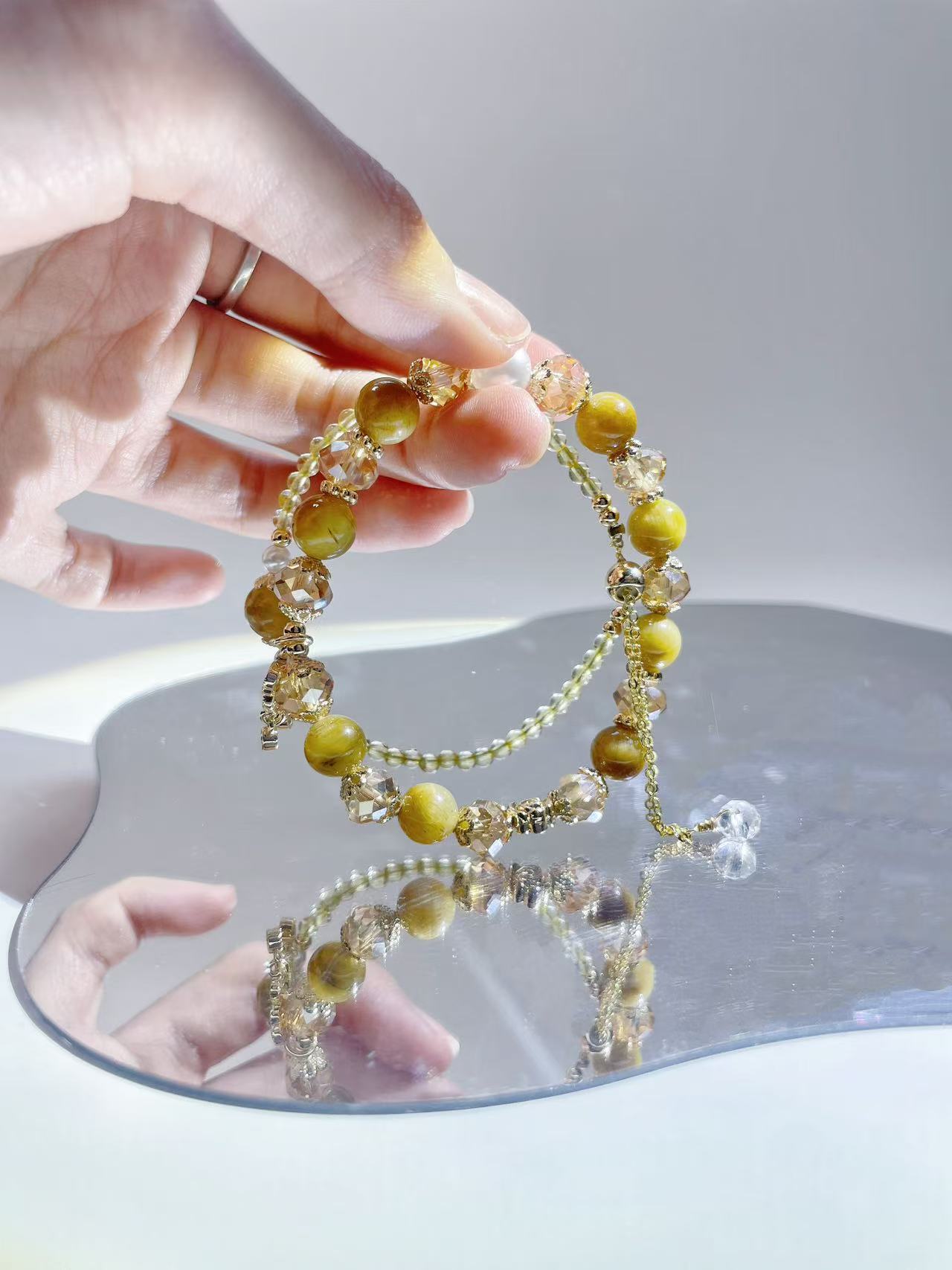 Money Coming Yellow Rutilated Quartz & Tiger's Eye Crystal Bracelet - LunaVista