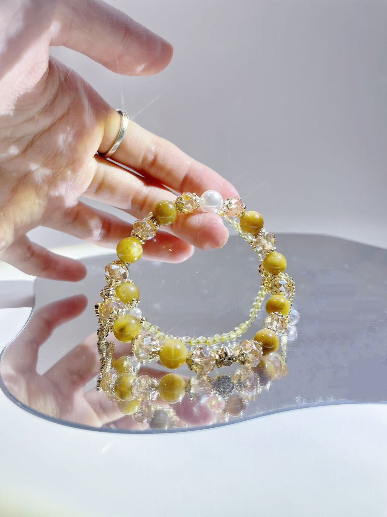 Money Coming Yellow Rutilated Quartz & Tiger's Eye Crystal Bracelet - LunaVista