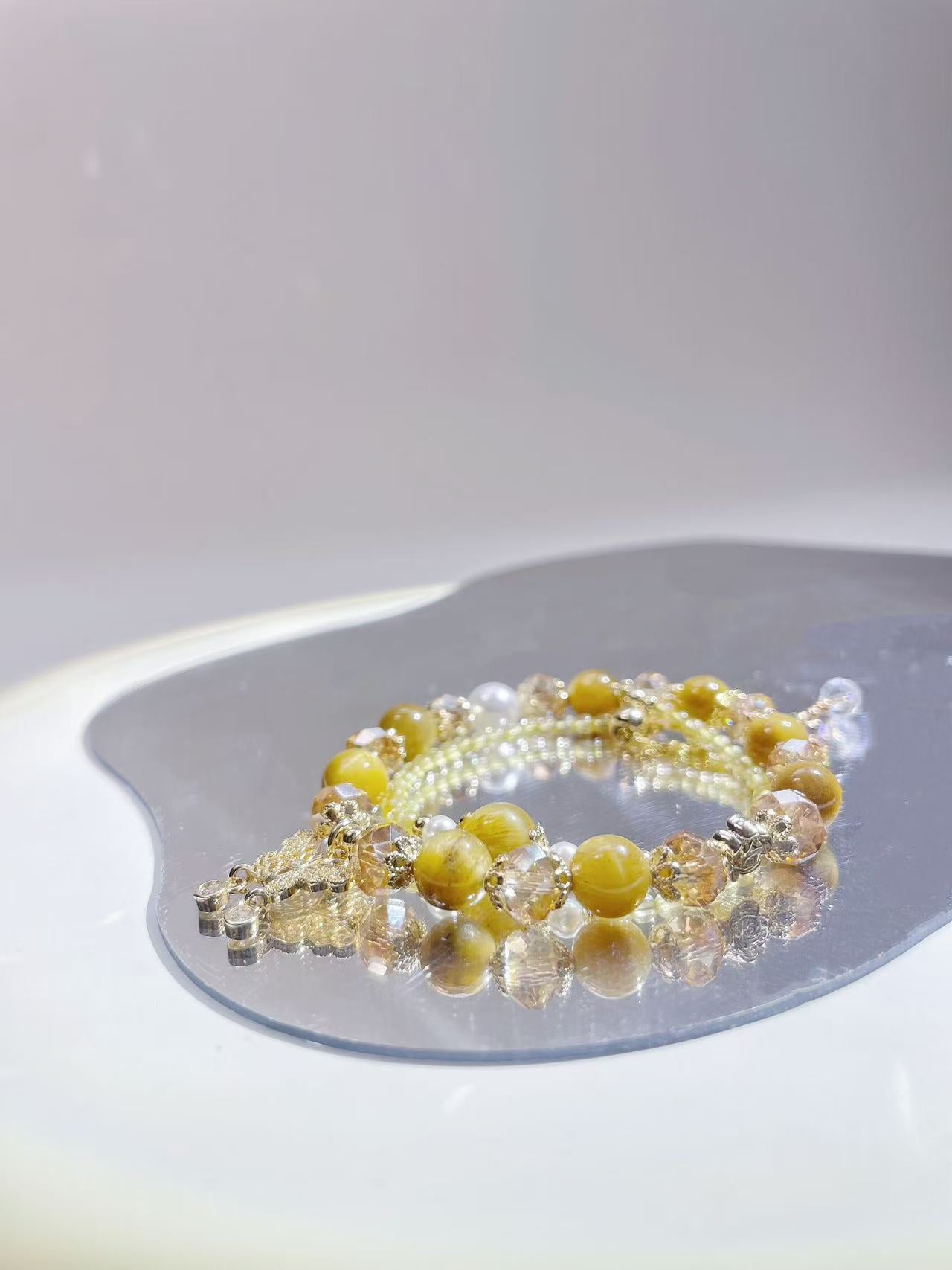 Money Coming Yellow Rutilated Quartz & Tiger's Eye Crystal Bracelet - LunaVista