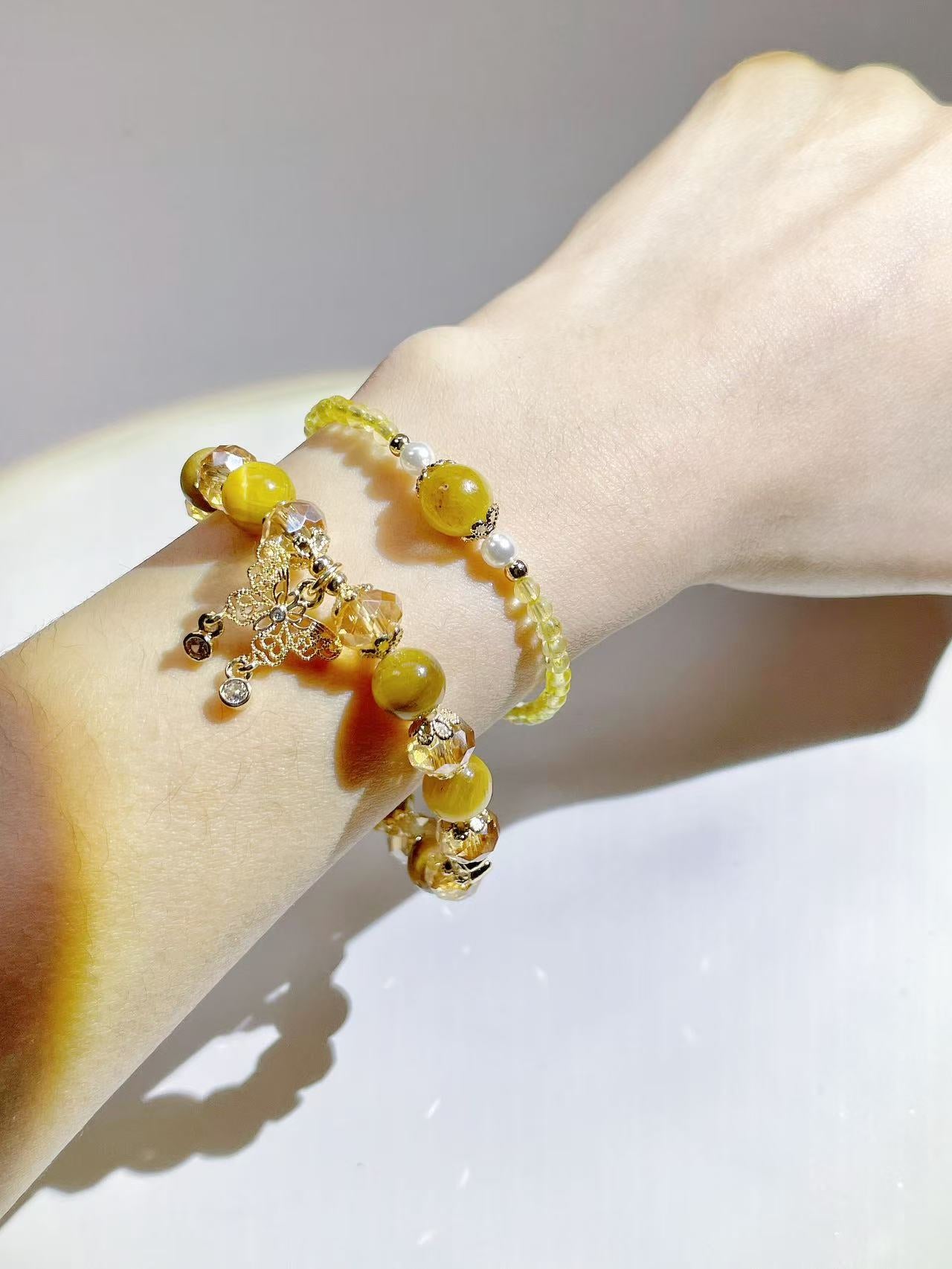 Money Coming Yellow Rutilated Quartz & Tiger's Eye Crystal Bracelet - LunaVista