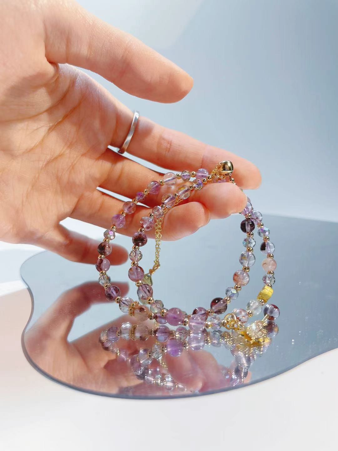 Double Chain Amethyst Butterfly Crystal Bracelet - LunaVista
