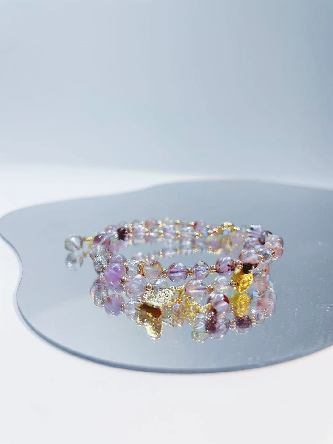 Double Chain Amethyst Butterfly Crystal Bracelet - LunaVista