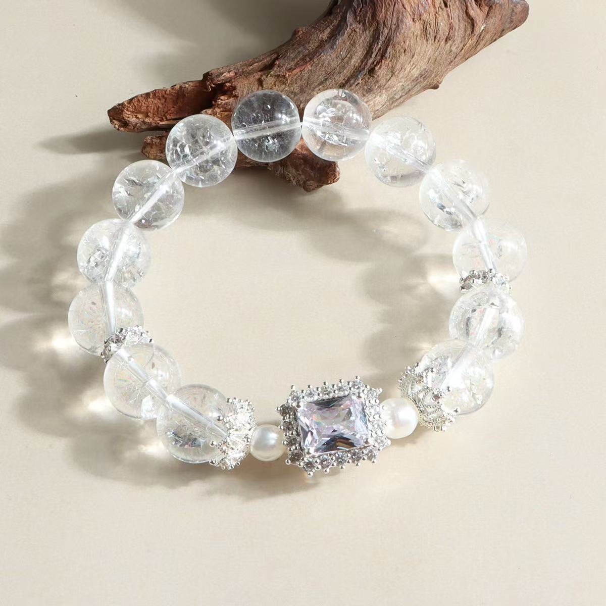 Sugar Cube Zirconia Rock Crystal Bracelet