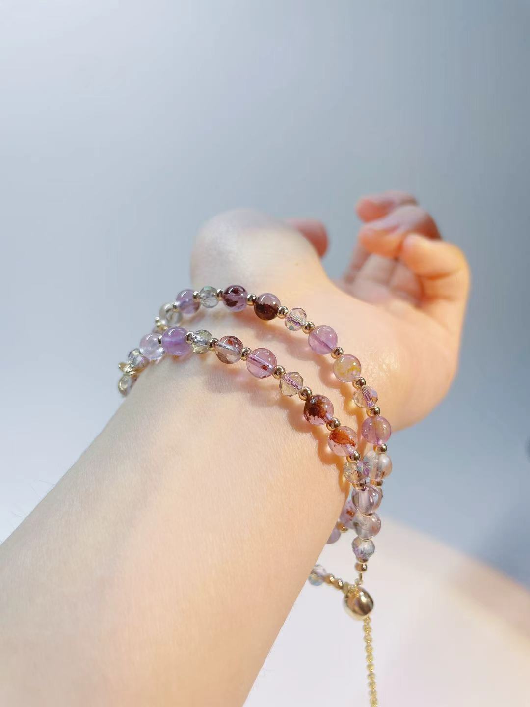 Double Chain Amethyst Butterfly Crystal Bracelet - LunaVista